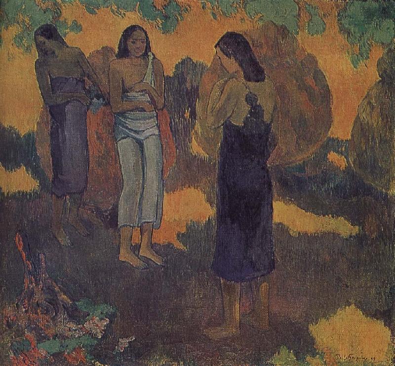 Paul Gauguin Yellow background, three women Sweden oil painting art